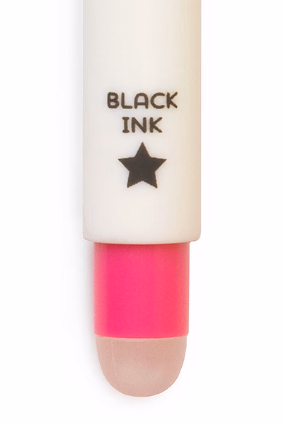 Bottom of the EP0004 unicorn with a star mark: under the words BLACK INK, a black star printed just above the eraser.
